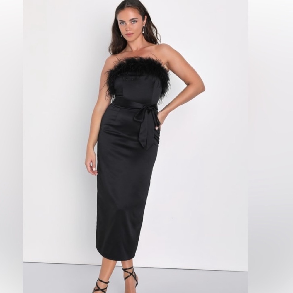 Lulu's Black Strapless Midi Dress